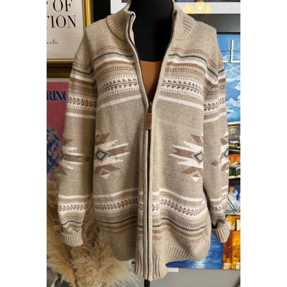 Western Frye and Co XL Feather Jacquard Southwestern Full Zip Cardigan New Boho